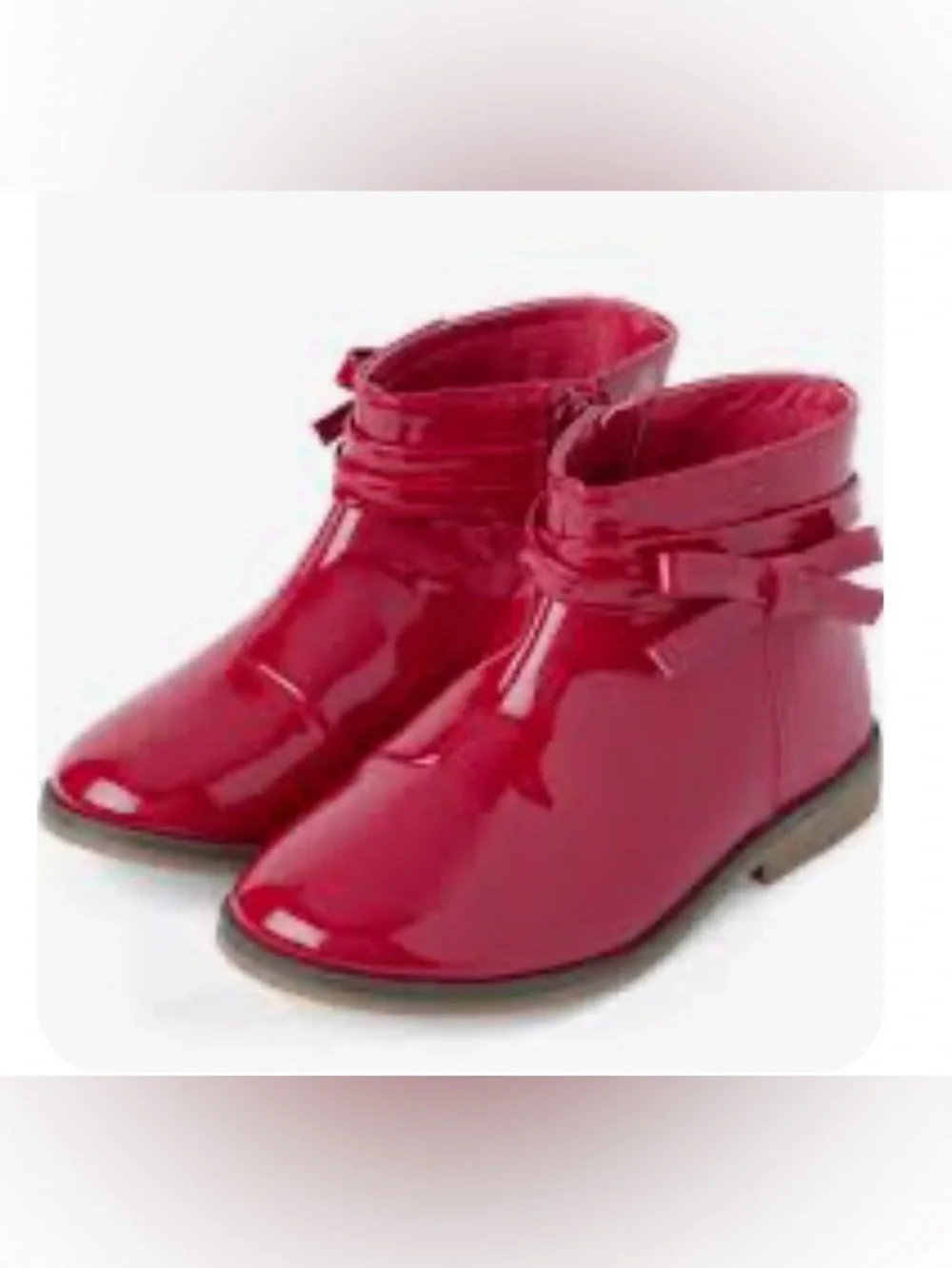 Gymboree Kids Red Faux Patent Leather Ankle Boots Bow Accent Sz 6